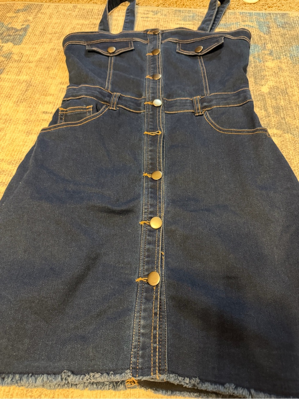 Rue21 Dark Blue Denim Button-Front Overall Dress